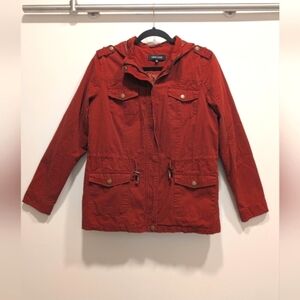 Deep Orange Hooded Jacket Size Medium